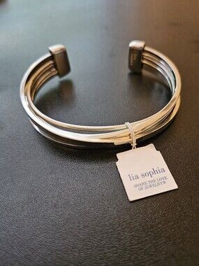 Lia Sophia NWT Silver Tone Multi Band Cuff Bracelet